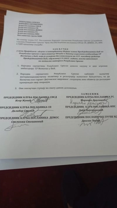 Ovo su zaključci vladajuće koalicije u Srpskoj