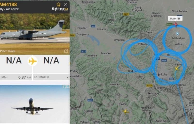 Avion italijanske vojske kruži nad Banjalukom